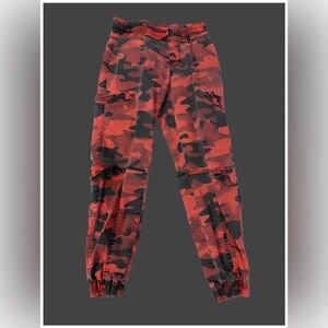 Red & black camouflaged joggers